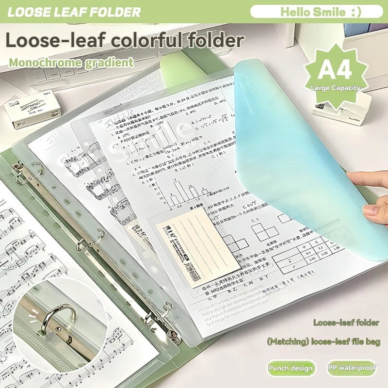 A4 PP File Bag, 3-hole D-ring Binder, Waterproof, Suitable for School, Office, Conference Supplies, Storage and Organization.