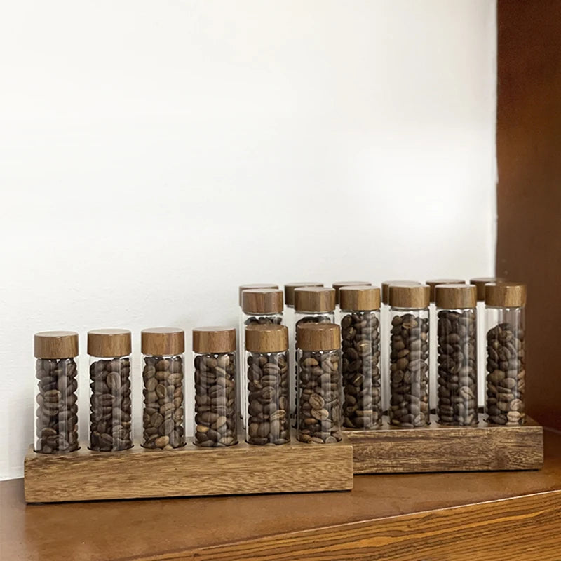 Coffee Beans Storage Container Tube Display Rack Tea Bottle Glass Single Dose Espresso Accessory Coffeware Set Barista Tool Gift