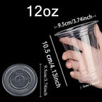 50PCS Clear Disposable Plastic Cups Flat Lids Drinking Cup for Party Wedding Ice Coffee Milkshakes Smoothies Cold Drinks