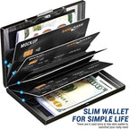 Anti-Scan RFID Blocking Card Holder - Aluminum Metal Wallet for 6 ID/Bank Cards Business Credit Card Case with Secure Protection