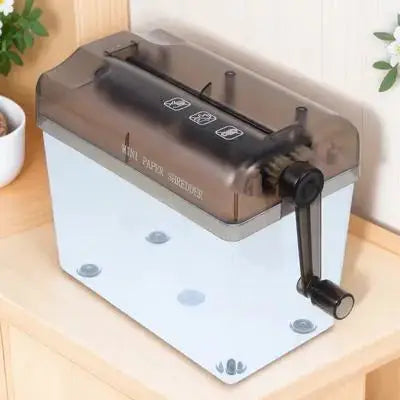Mini Paper Shredder Manual Hand Crank ABS Cutter with Transparent Dust Box for A4 Documents Office School Desktop Hand Shredder