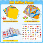 Origami Paper Set 96-208Pcs Craft Paper Kit with Instructional Book Art Projects Supplies for School Class Craft Lessons Gifts