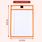 Waterproof Document Storage Pouch Reusable Dry Erasable File Bag Kids Transparent Diy Pockets Hanging File For Teaching Supplies
