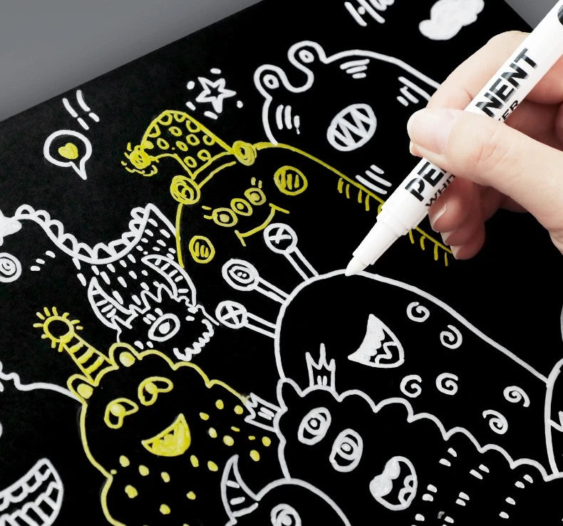 1/3/6Pcs White Marker Pens Acrylic Paint Pen for Rock Ceramic Glass Tire Metal Canvas Waterproof Painting White Marker