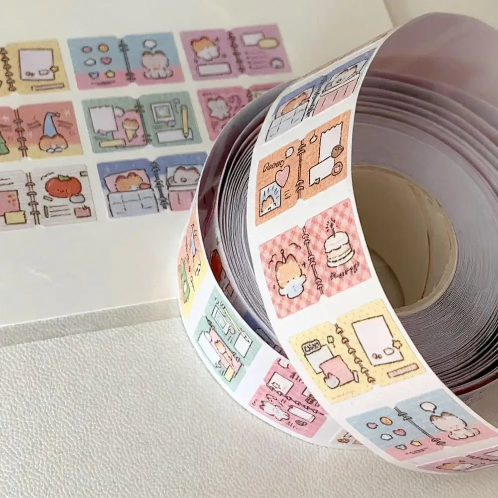 200Pcs/Roll New Kitten Label Sticker DIY Scrapbooks Cartoon Index Tabs Removable Gift Classification Tags Student Supplies