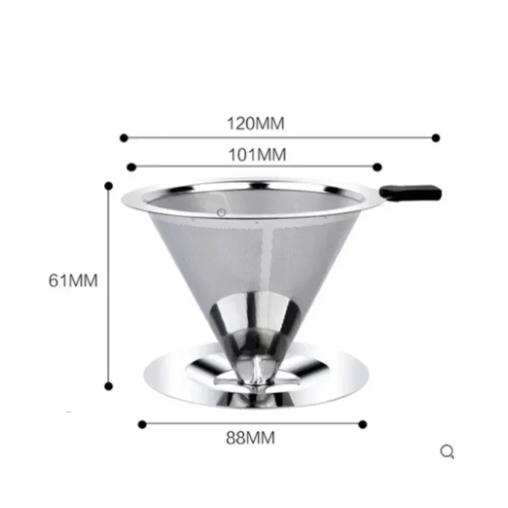 Reusable Coffee Filter Holder Versatile Double Layer Stainless Steel Coffee Tea Strainer Coffee Accessories Coffee Making Tool