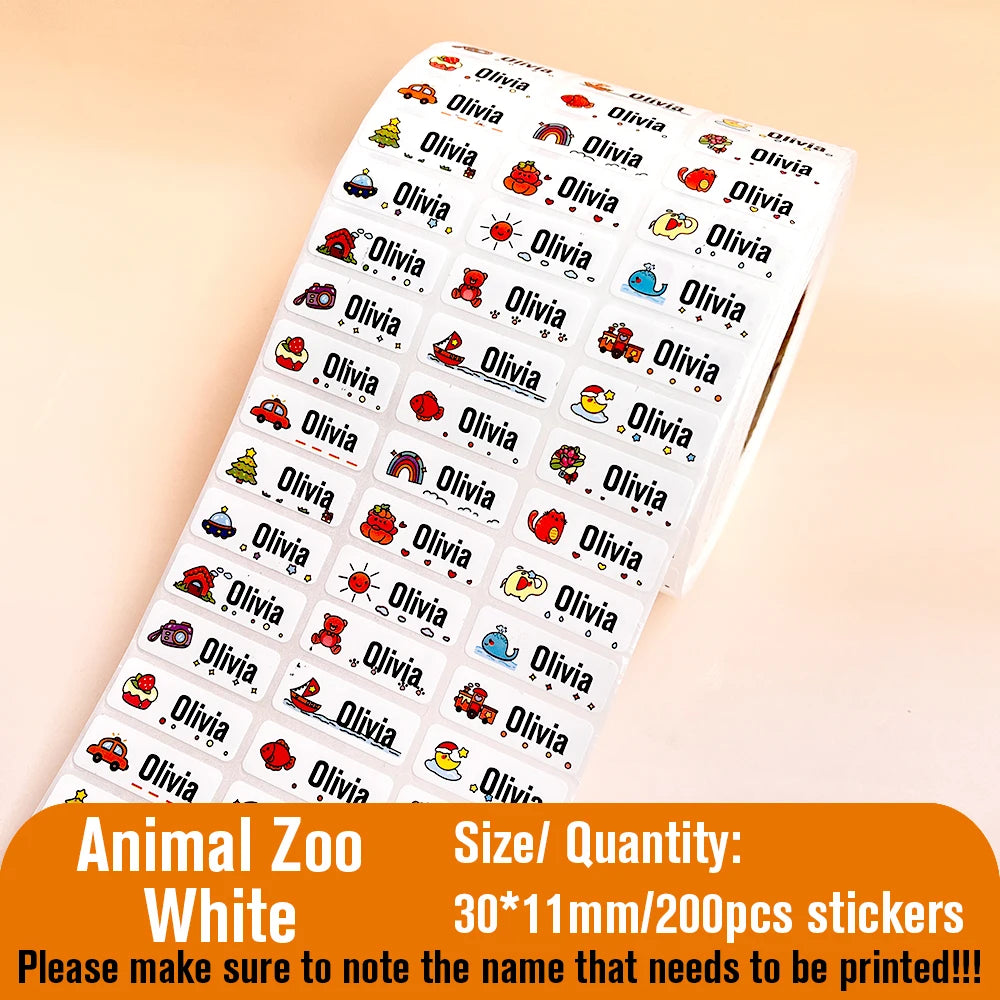Custom Name Sticker Hebrew Waterproof Self-adhesive Baby Personalized Kids School Label Kindergarten Stationery Tag