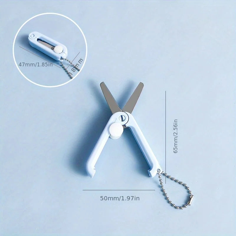 1pc Mini Portable Folding Scissors Creative In Pastel Colors Stainless Steel Paper Cutting Art Projects Office School Supplies