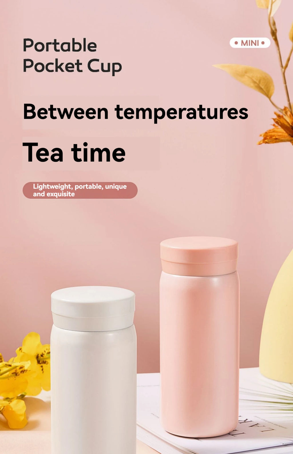 200ML/300ML Mini Insulated Cup Stainless Steel Pocket Cup Car Vacuum Flasks Coffee Cup Portable Leak-proof Thermal Water Bottle