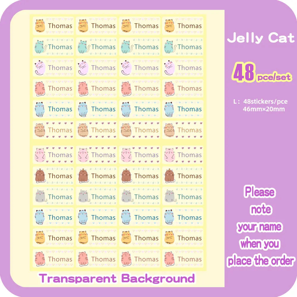 Custom Name Sticker for Kids School Clothes Waterproof Iron on Clothing Tags Transparent Label Personalized Child Washi Stickers