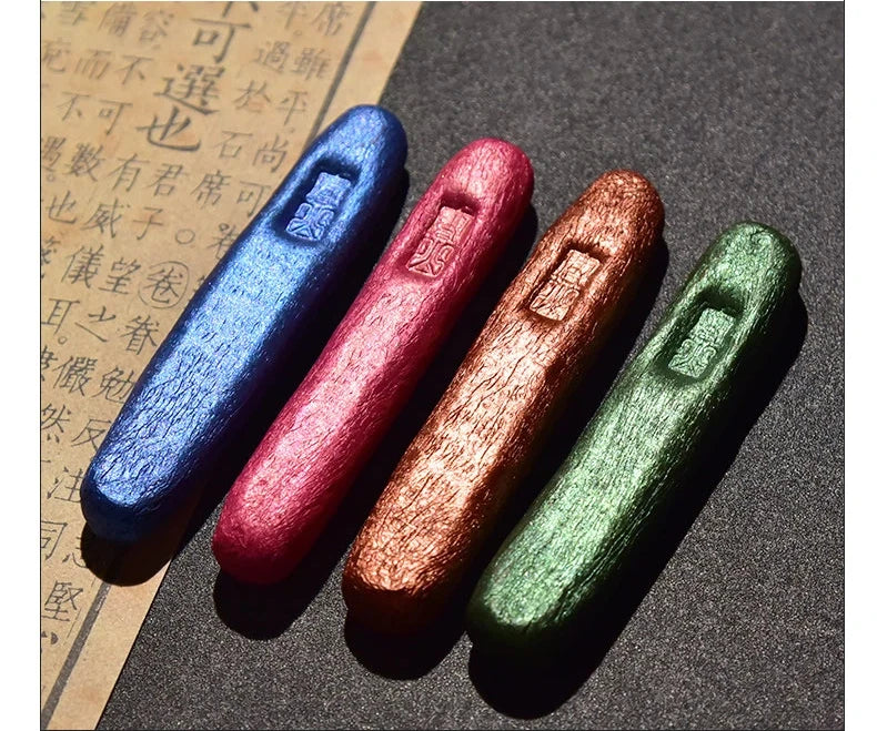 Colored Pearlescent Ink Stick Handmade Chinese Sumi Solid Ink Stick Traditional Calligraphy Ink Stick for Beginners Practicing