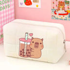 Cute Capybara 1pc pink blue Pillow Design Cosmetic Bag Pencil Case Pen Pouch Large-capacity Student Storage Pencil Case gift