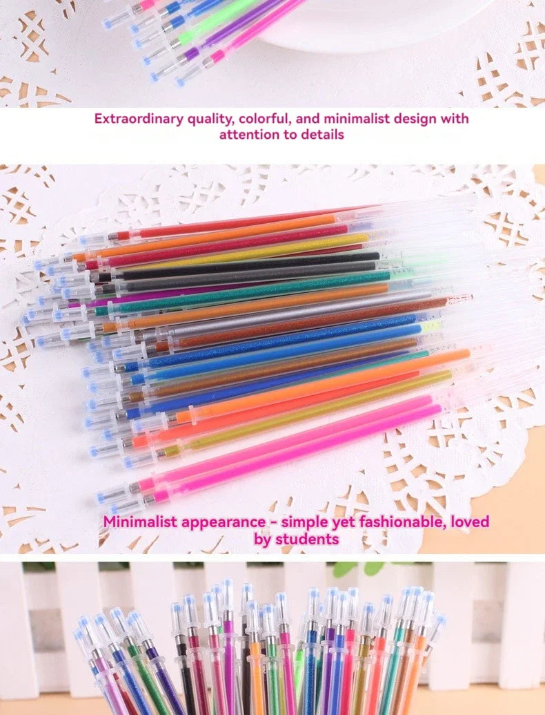 12-100pcs Glitter Pen Refills Set Flash Multicolor Gel Pen Refill Core DIY Art Writing Painting Graffiti Pen Refills Supplies