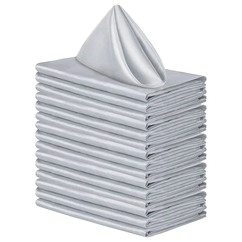 50pcs Satin Napkin 43cm*43cm Serving Table Decor Dinner Towel for Wedding Party Home Hotel Christmas Decor Table Napkins Green