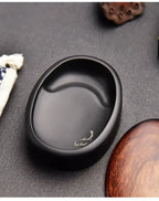 Small Portable Ink stone Chinese Style Calligraphy Regular Script Ink Stone Students Brush Writing Raw Stone She Inkstone