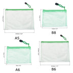 6Pcs Waterproof PVC Mesh Zipper Pouch A5/A6/B6/B8 Size File Document Pockets Bill Bags Folders for Office Home Stationery Supply