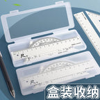 M&G Ruler Set, Cast Iron Material, Straightedge, Triangle Ruler, Protractor, Includes pp Box, Student Math Drawing Set