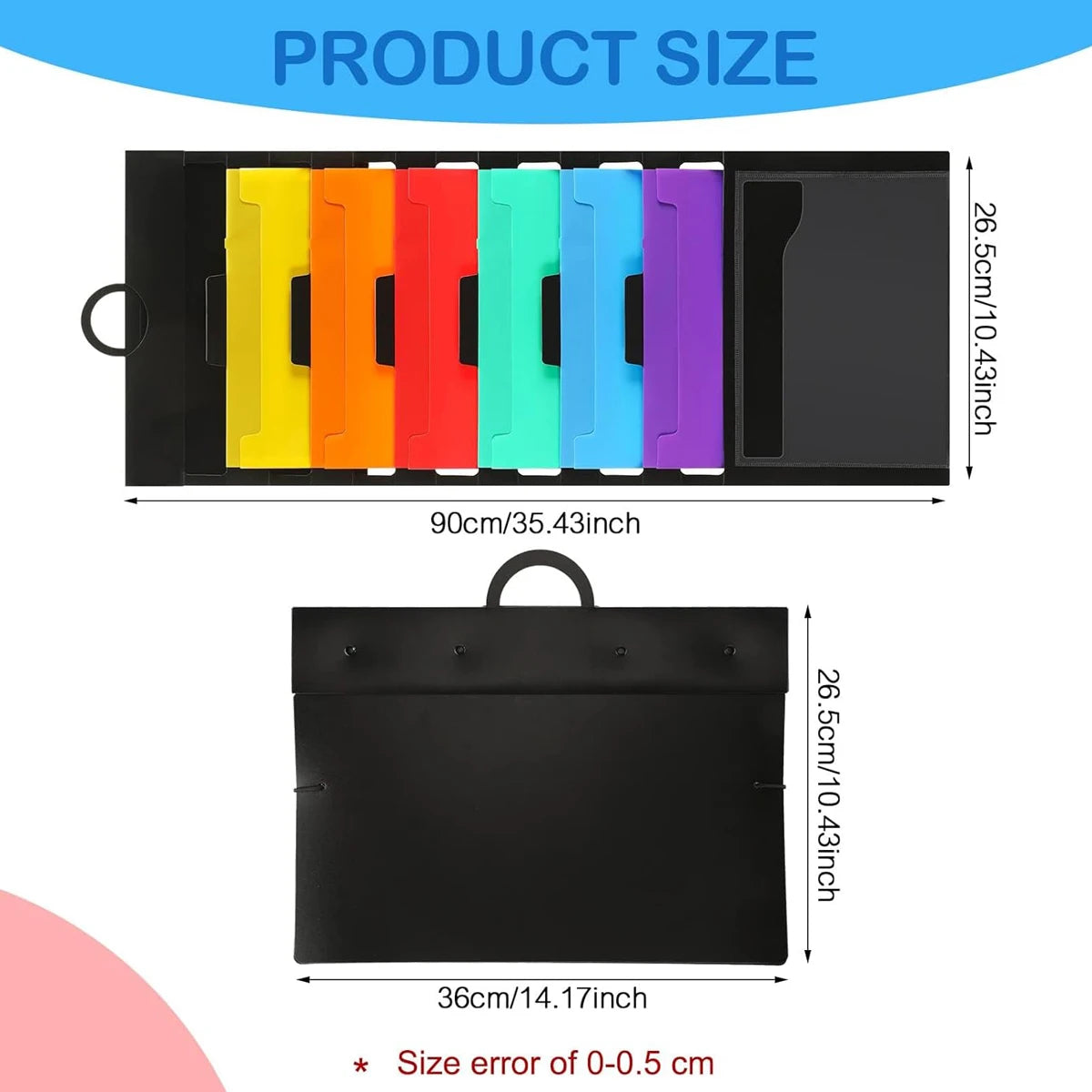 Wall-Mounted Expandable File Folder Organizer — Portable Hanging File Storage Pocket with 6 Pockets