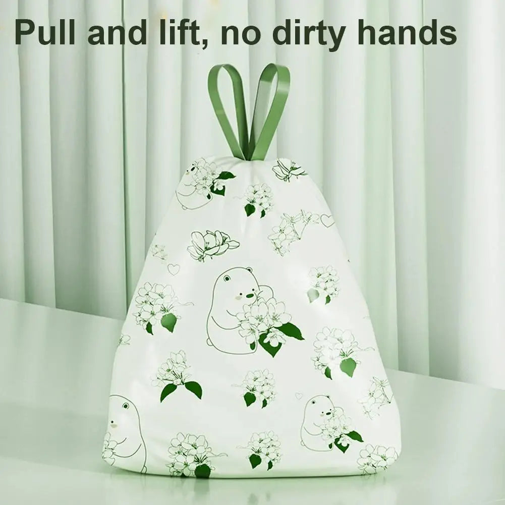50 100pcs Scented Drawstring Trash Bags Thickened Camellia Fragrance Garbage Bag for Kitchen Odor Control Waste Bag