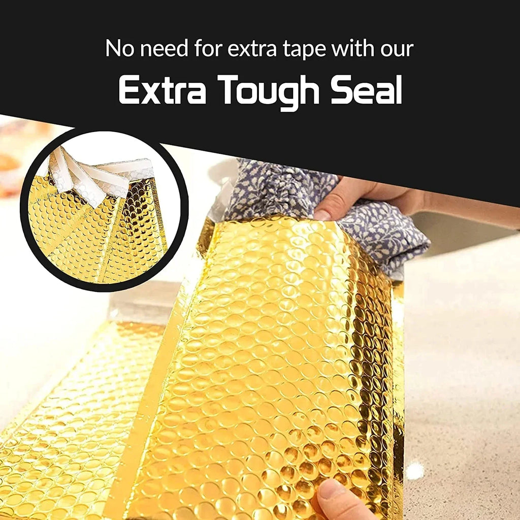 50pcs Bubble Envelope Sending Package Pouch Metal Gold Packaging Supplies Thicken Postage Bag Mailer Small Business Delivery