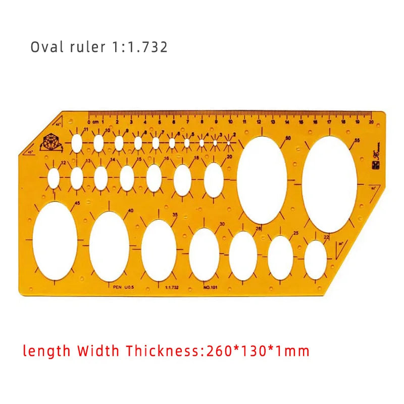 Template Measuring Ruler Circular Oval Ruler Durable K Resin Drawing Design Furniture Architect Template Drafting Ruler