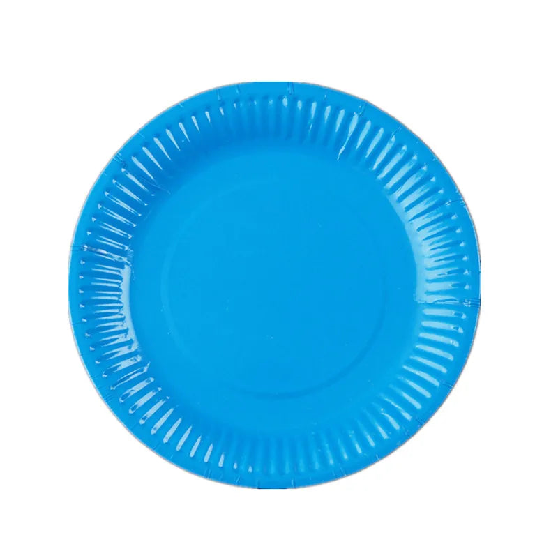 Solid Color Disposable Tableware Set Party Supplies Paper Plates Cups Wedding Birthday Party Decorations Adult Favor