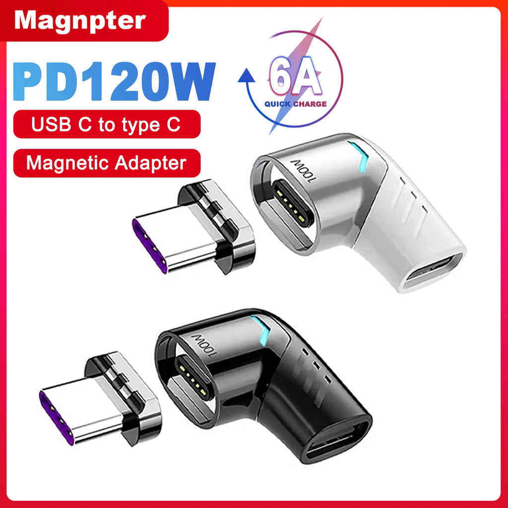 PD 120W Usb C To Type C Magnetic Adapter Fast Charging Magnetic Converter Cable USB C Connector for Macbook IPad Switch Samsung
