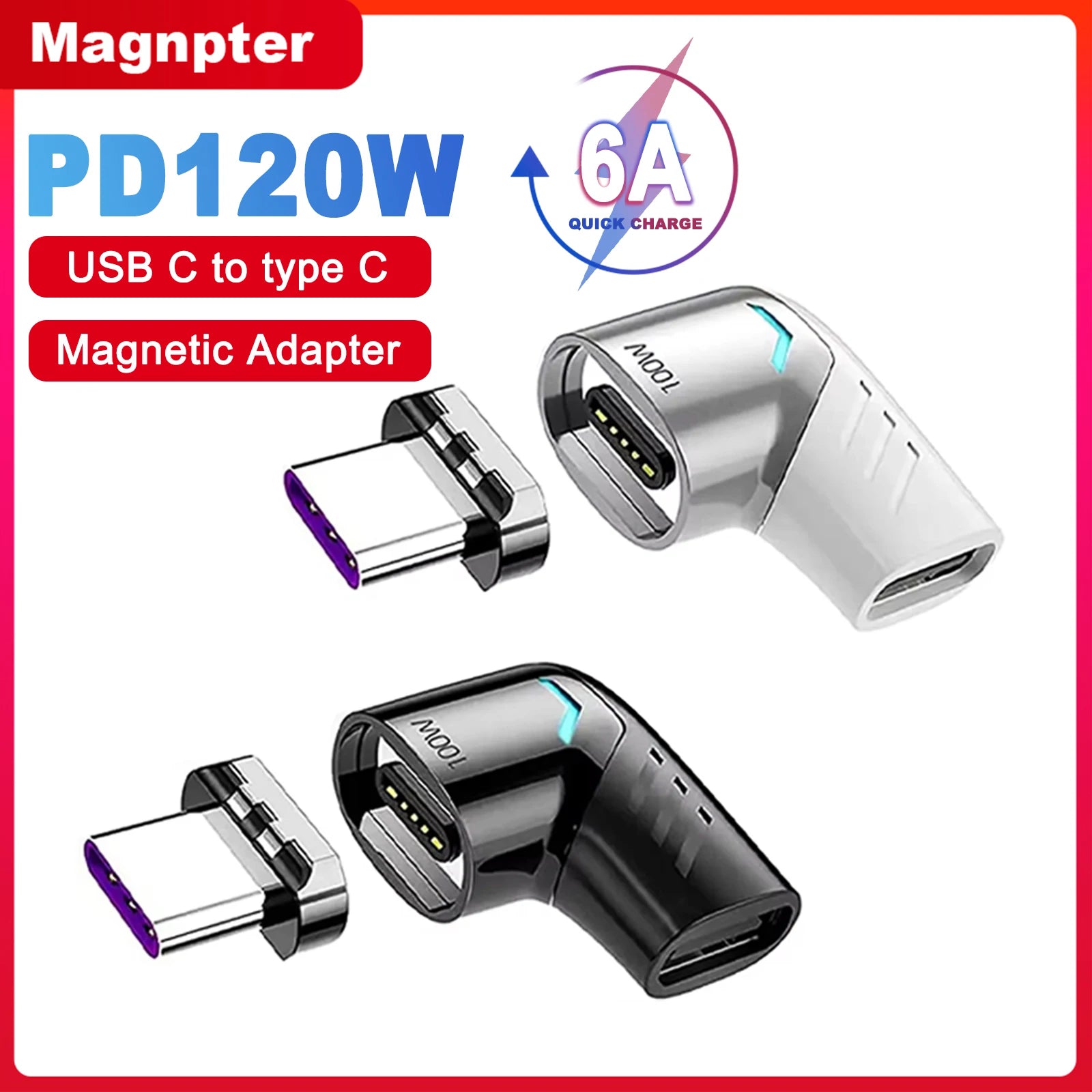 PD 120W Usb C To Type C Magnetic Adapter Fast Charging Magnetic Converter Cable USB C Connector for Macbook IPad Switch Samsung
