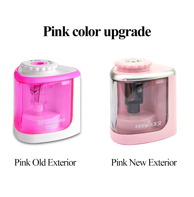 Tenwin Electric/Manual 2 in 1 Pencil Portable Sharpener Safe Student Helical Steel Blade Kids Adults Auto Pencil Sharpener 8005