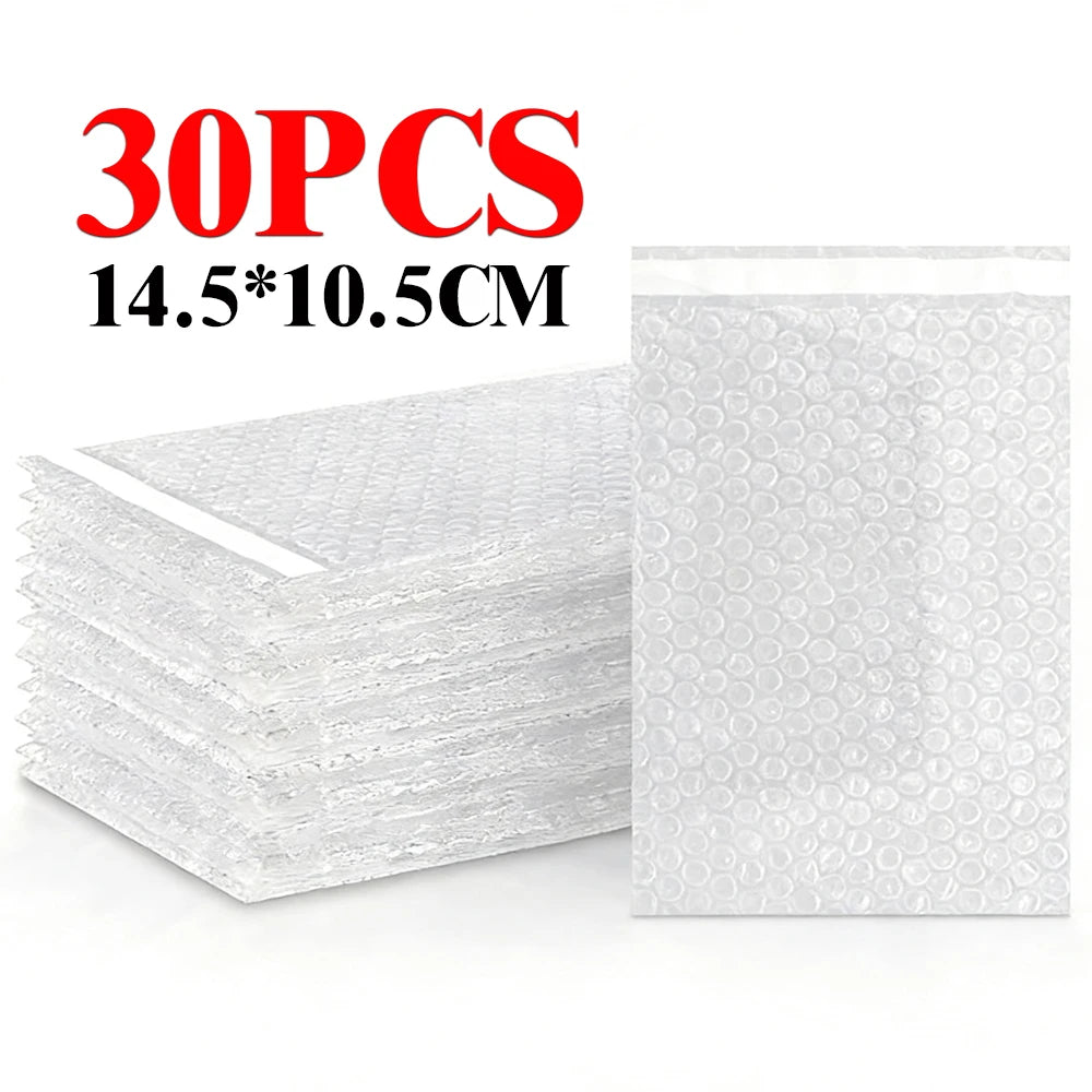 10-30Pcs Transparent Plastic Bubble Envelopes Bag Waterproof Adhesive Self Seal Packing Bag Mailers Shipping Envelope Storage