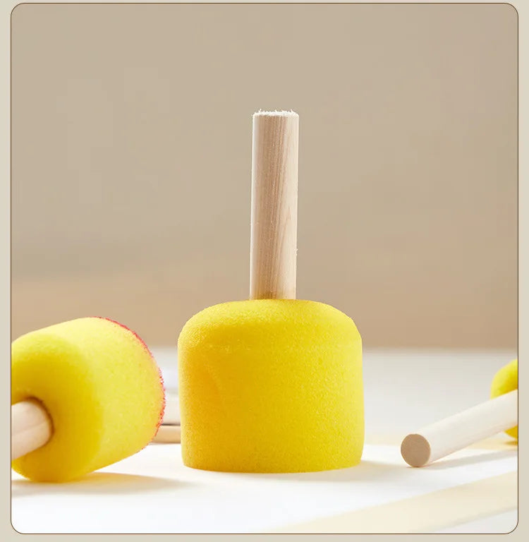 10 Pcs Set Wooden Handle Mushroom Head Sponge Brush Children DIY Painting Sponge Seal Set Paint Graffiti Create Unique Art Brush