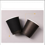 50pcs/pack Disposable Matte Black Coffee Paper Cup Hot Drinking Cup Double Layer Thickened Hollow Cup Accept Customization