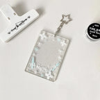 1PC Colorful Graffiti Love Glitter Card Sleeve Transparent Three-inch Mini Card Protector Key Chain Pendant Photo Holder