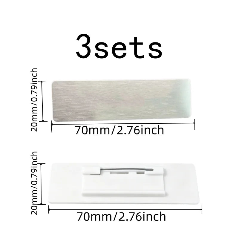 3 pcs Name Tag Brooches, Smooth Writable Area for Event Staff Badges, Durable Non-Fading great for Office Employee ID
