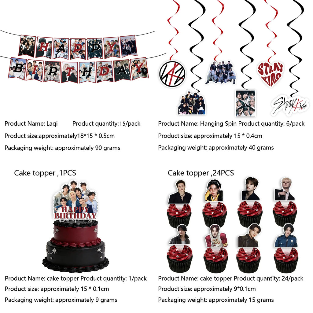 New SK Male Group Birthday Party Theme Decoration Cup Plate Banner Backdrop Gift Bag for Gift Baby Shower Supplies