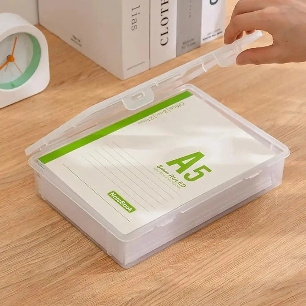 1Pc Transparent Storage Container Plastic Dustproof Box Stationery Jewelry Portable Large Capacity A4 A5 File Organizer Supplies