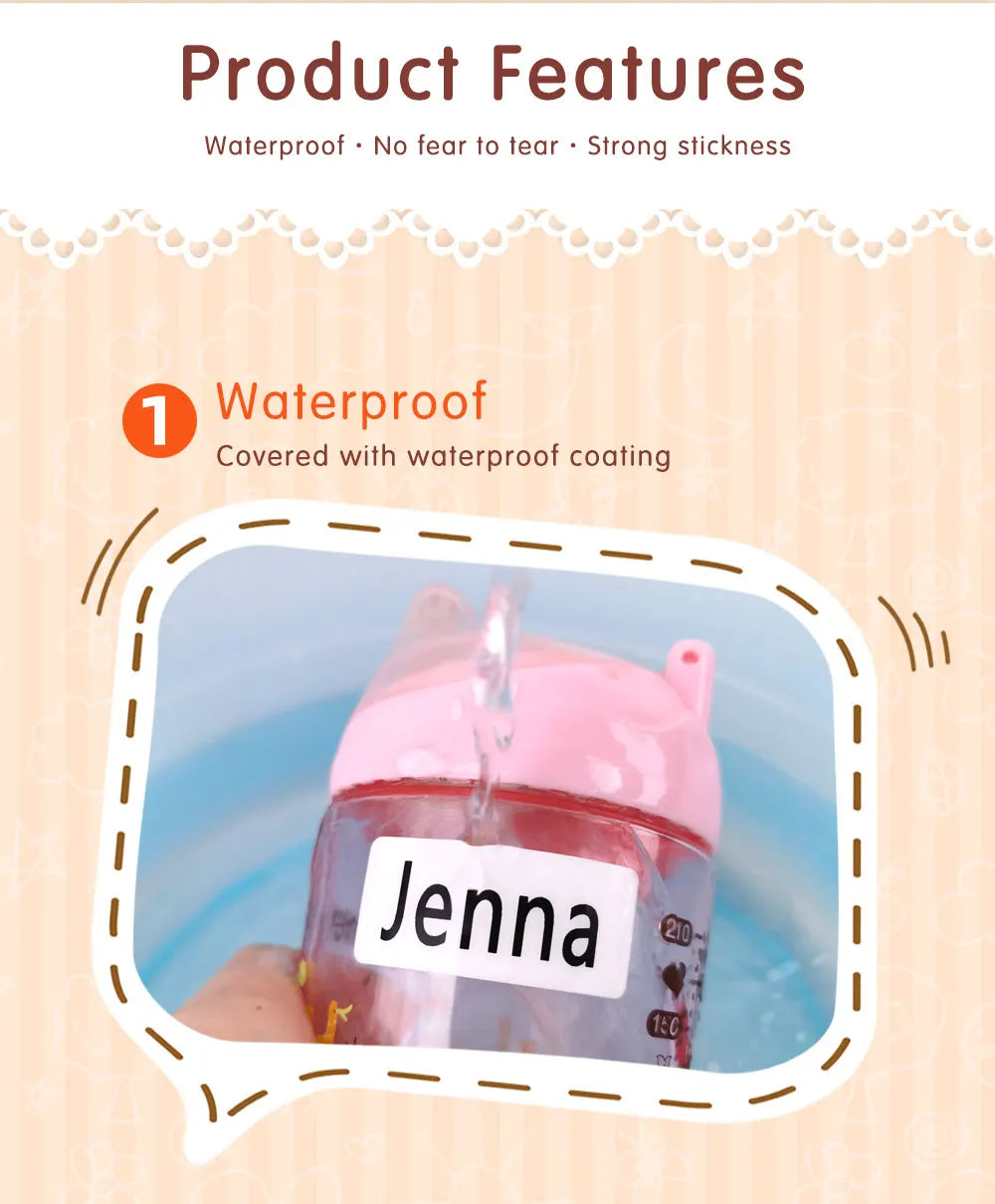 114 Waterproof Personalized White Label Custom Name Sticker Kindergarten Tag Children School Stationery Daily Necessities Labels