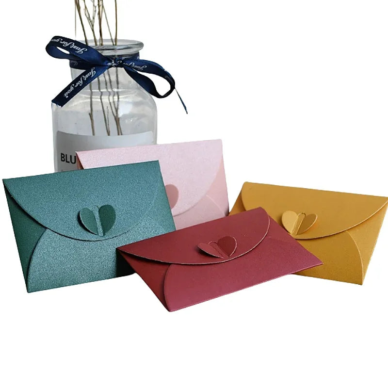 20pcs Colored pearlescent Envelope Thick Cardboard Small Foldable DIY Paper Envelopes Self Locking Buckle Letter Gift Card Cover