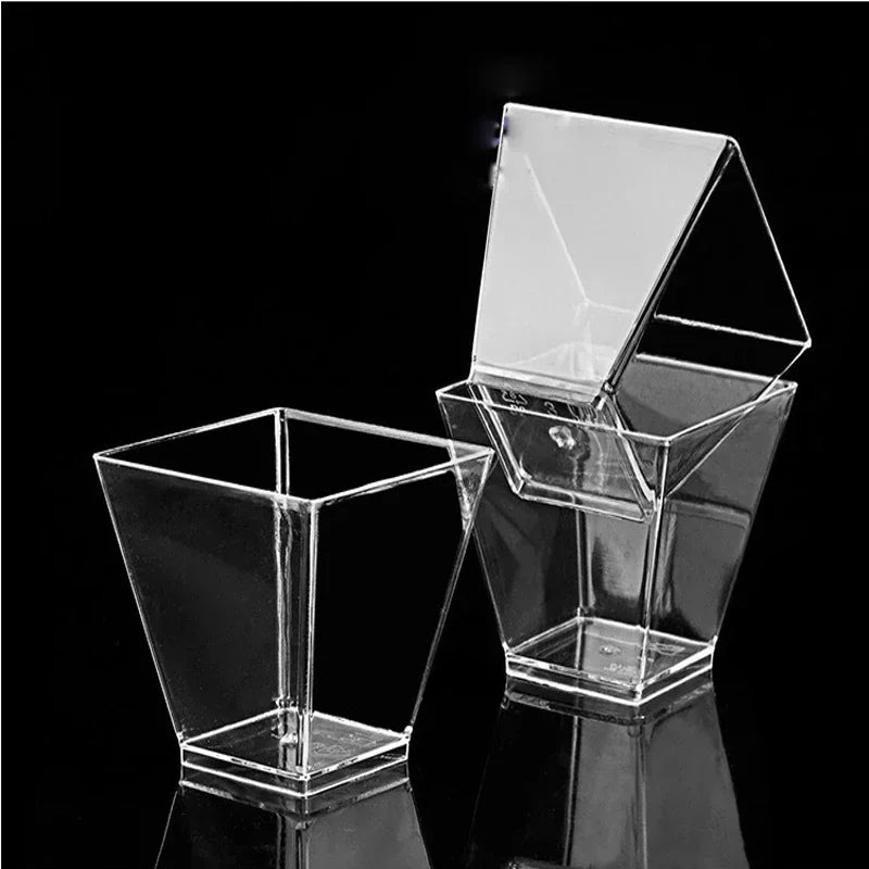 Disposable Plastic Mousse Cup Mini Ladder Shaped Pudding Dessert Cup for Hotel Party and Sweet Shop Disposable Plastic Cups