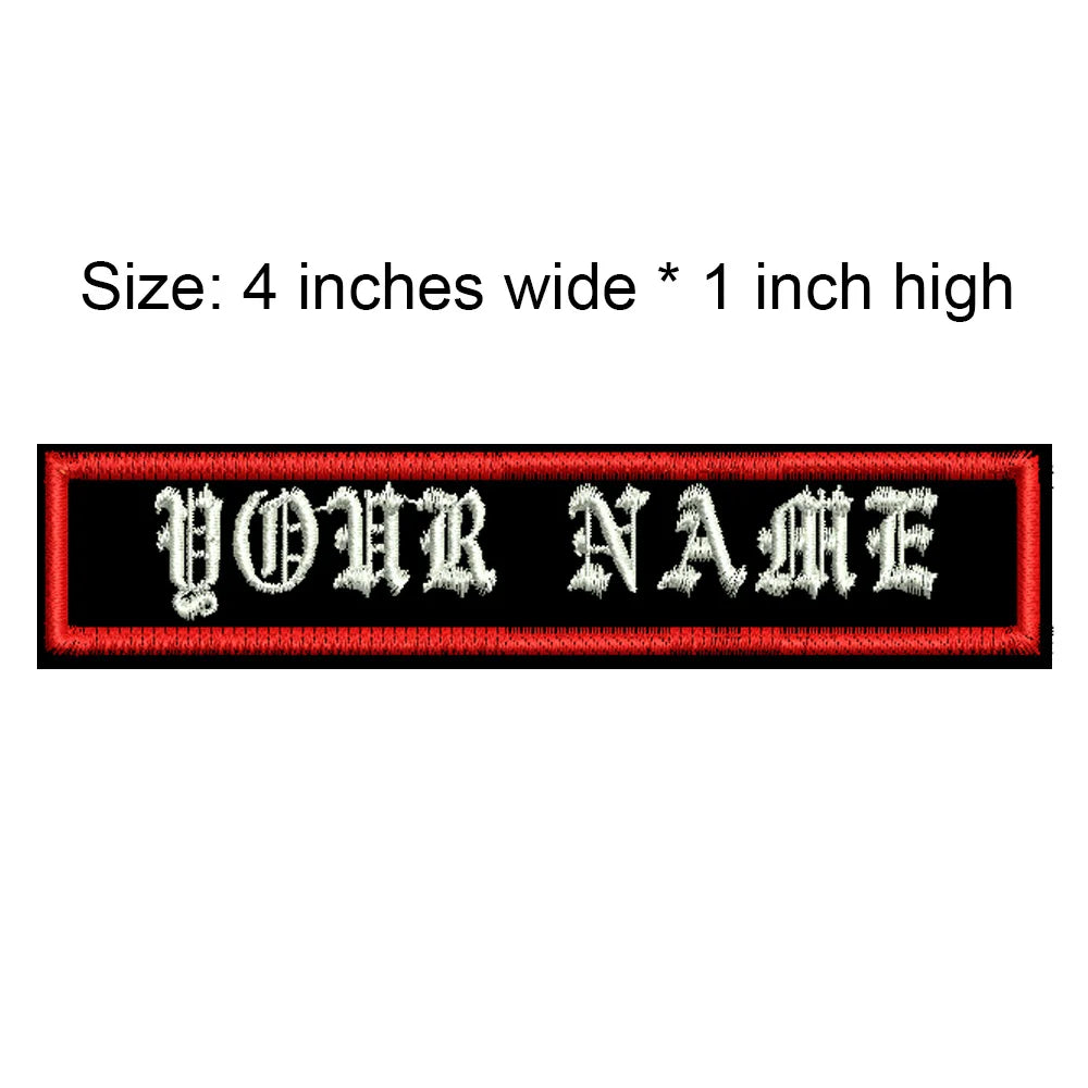 4 Inches Wide Old English Font Custom Name Small Tag Embroidery Patch Iron On Sew On Clothing For Left Chest 8 Colors Choose