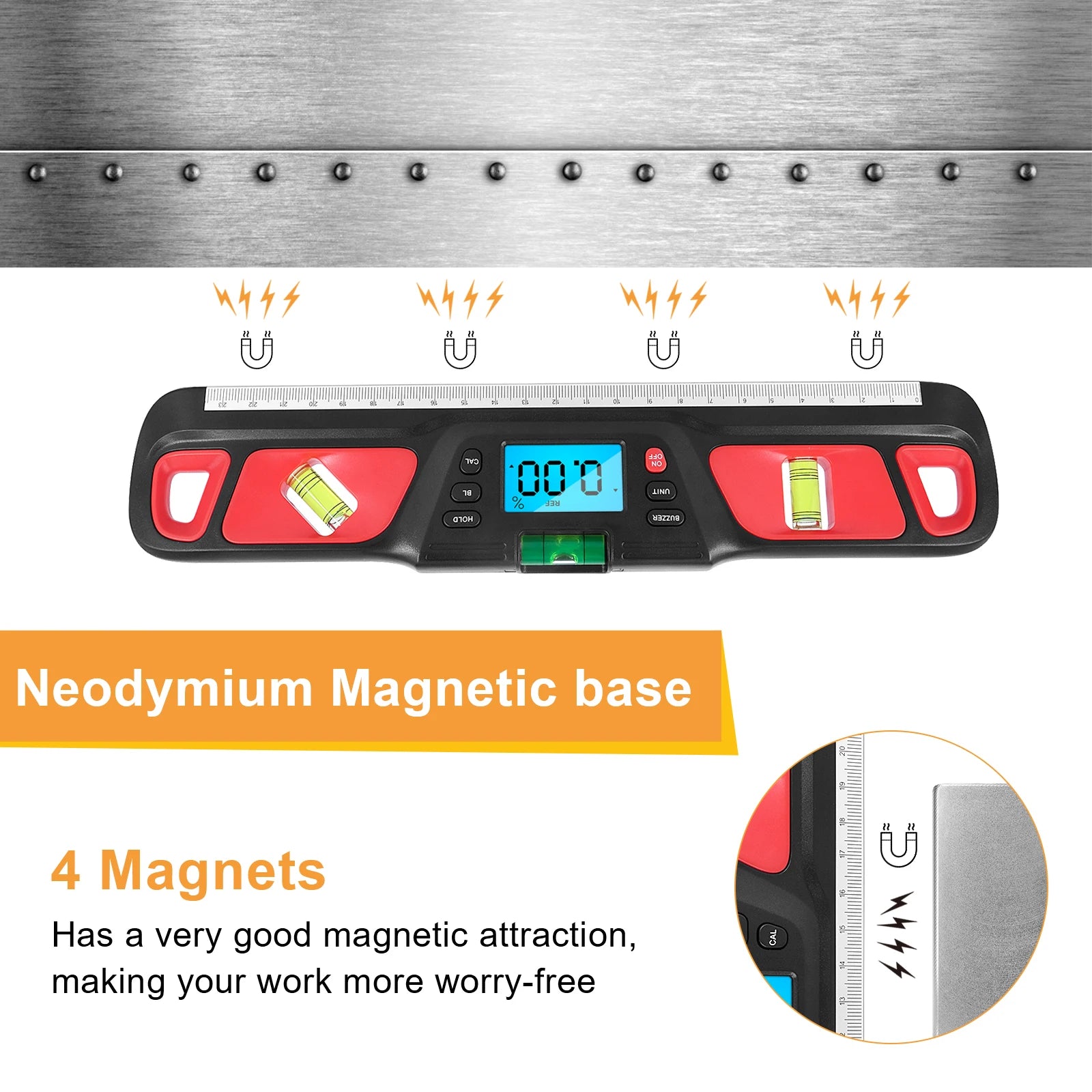 Digital Spirit Level Inclinometer Horizontal Scale Ruler Electronic LED Display Protractor Magnetic Base Measuring Tools
