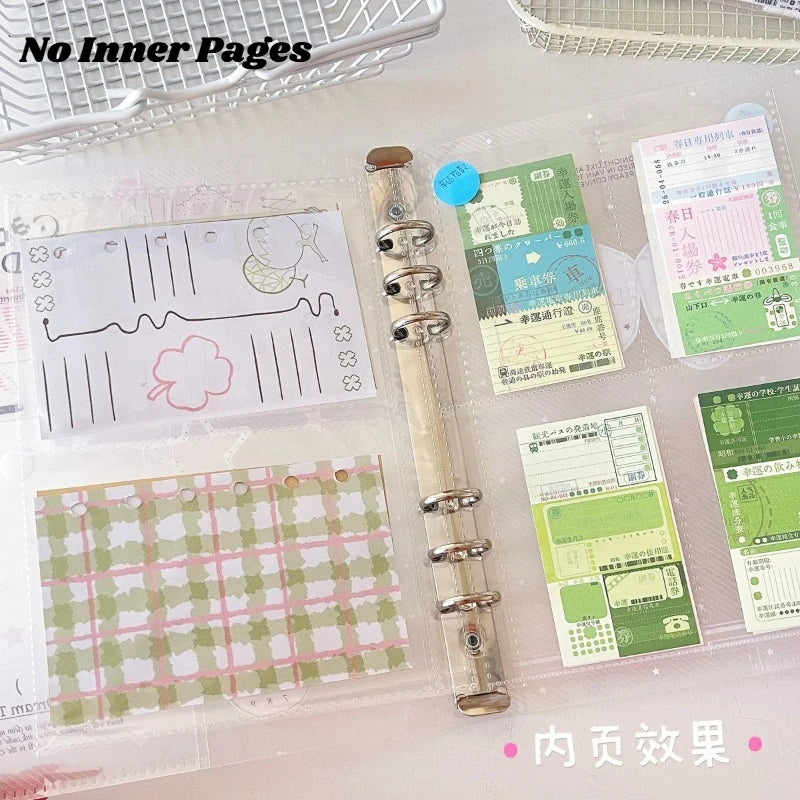 Ins A5 Loose-Leaf Binder Organization Cherry/Angel Wing Transparent Clear Album Organizer Cover for Kpop Photo Cards Collection