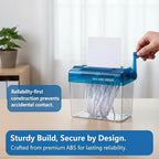 Portable Mini Manual Paper Shredder With Hand Crank Clear Waste Bin For Home Office Use