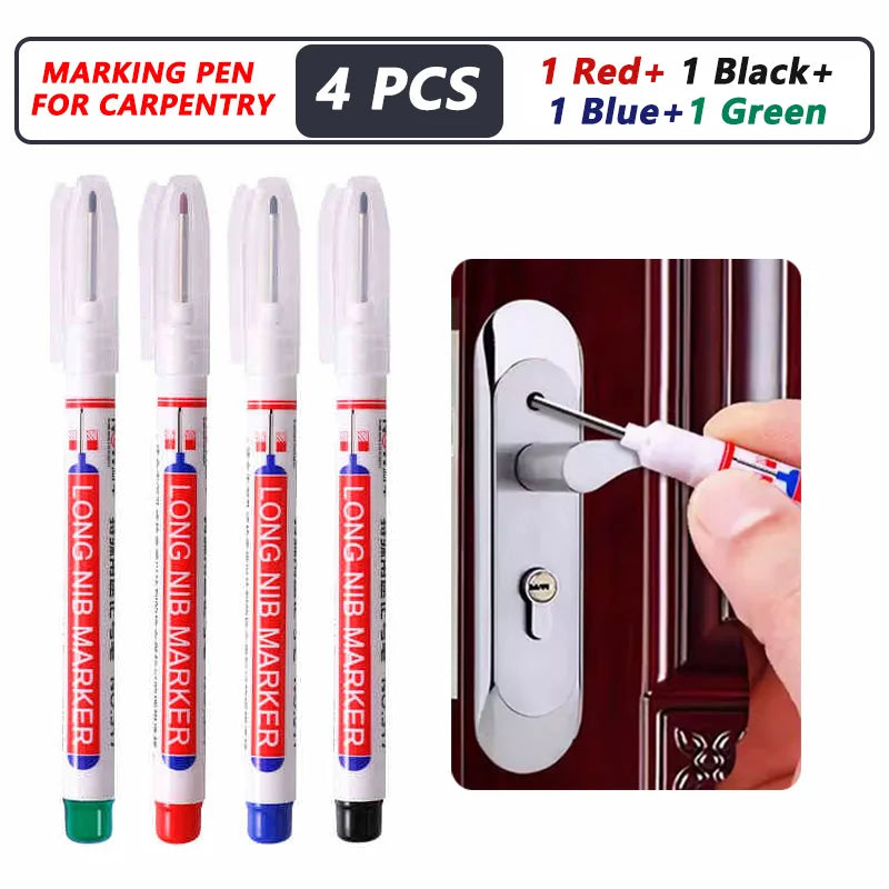 iLMH 4-40Pcs Deep Hole Long Nib Head Marker For Metal Perforating Pen Waterproof Bathroom Woodworking Decor Multi-Purpose Tool