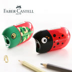 1Pc Faber Castell Double Hole Pencil Sharpener with Eraser Ladybug / Fish / Eagle Cute Stationery Back To School