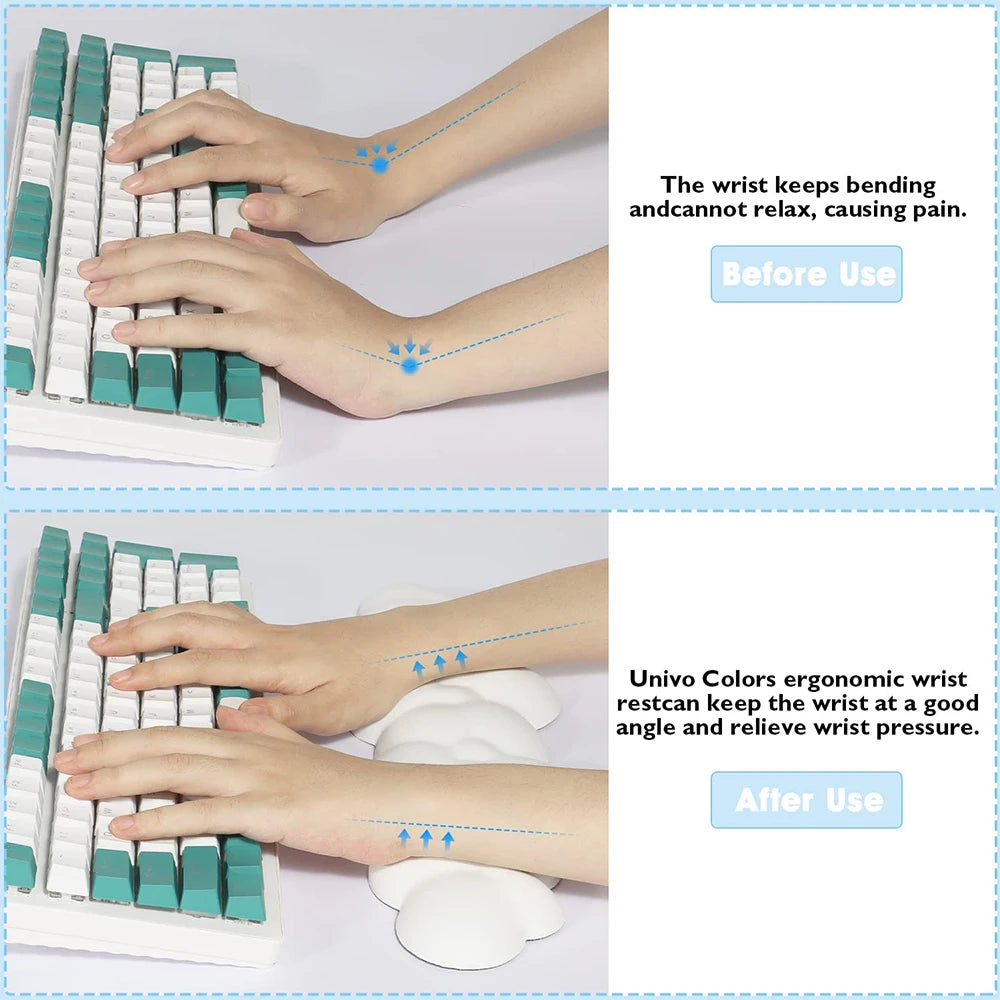 Keyboard Cloud Wrist Rest Pad Anti-Slip Desk Mat Memory Foam Palm Rest Ergonomic Mouse Pad Typing Wrist Rest for Office