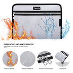 Fire Safe Water Resistant Accordion File Pocket Folder Expandable Filing Folder with 12-Page Organ Folder, A4 Size, 2 Zippers