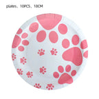 Pink Dog Paw Birthday Party Decor Disposable Tableware Gift Bag Backdrop Cake Topper Banner Plate for Kid Girl Party Supplie Set