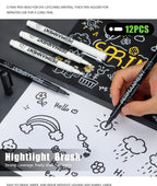 3/6/12 Pcs Waterproof Marker Pen White Black Inks  2mm Tip For Rock Painting Stone Ceramic Glass Wood Tire Fabric Metal Canvas