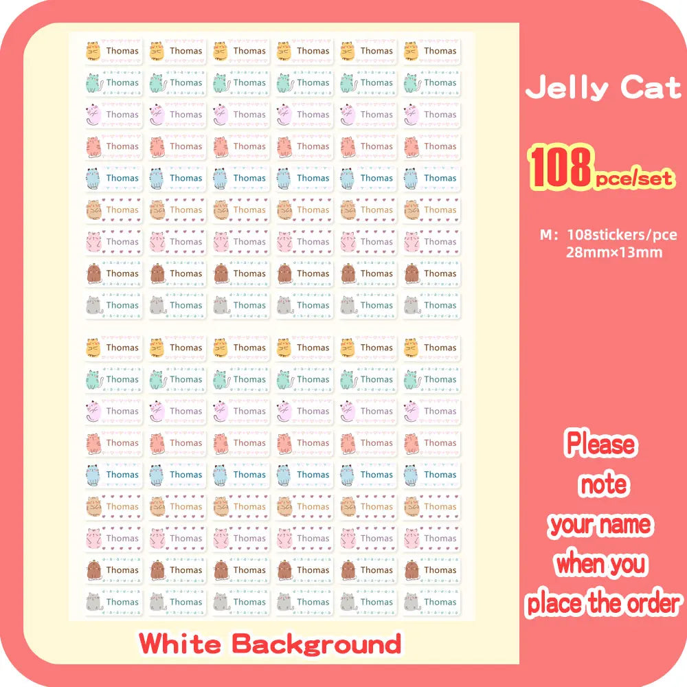 Custom Name Sticker for Kids School Clothes Waterproof Iron on Clothing Tags Transparent Label Personalized Child Washi Stickers